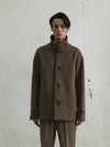 Wool Single Half Coat Melange Brown - FILLCHIC - BALAAN 2