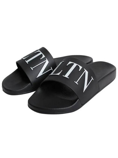 VLTN Logo Rubber Slippers Black - VALENTINO - BALAAN 2