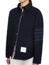 Double Face Tech Twill 4 Bar Oversized Shirt Navy - THOM BROWNE - BALAAN 6