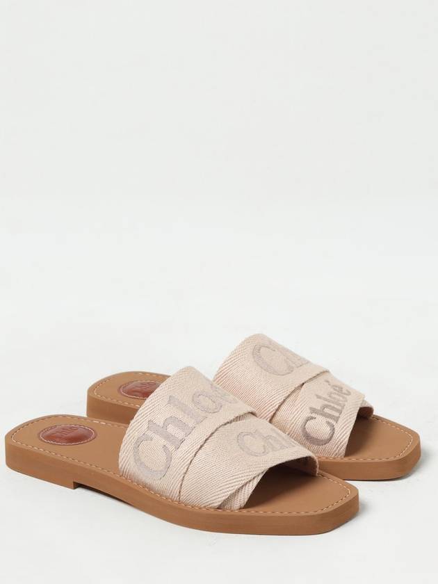 Chlo&eacute; Woody canvas slides with embroidered logo - CHLOE - BALAAN 2