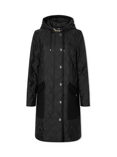 Women's Diamond Quilted Hoodie Single Coat Black - BURBERRY - BALAAN 2