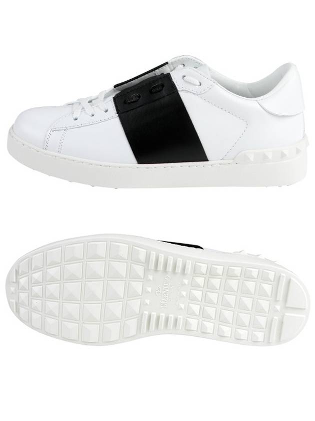 Men's Hidden Open Band Low Top Sneakers White Black - VALENTINO - BALAAN 7