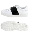 Men's Hidden Open Band Low Top Sneakers White Black - VALENTINO - BALAAN 7