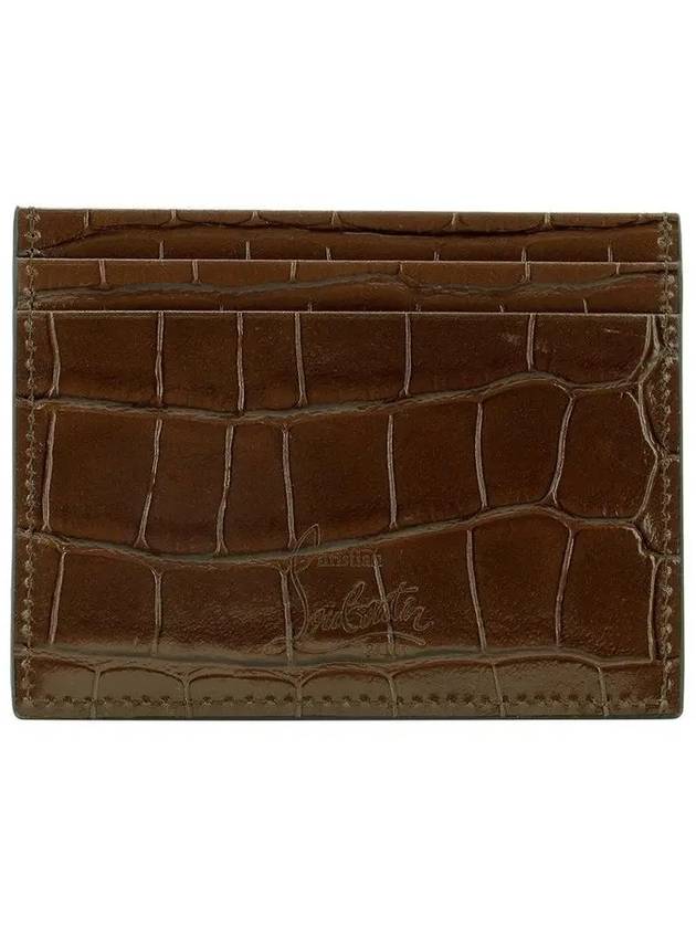 Logo Crocodile Effect Leather Card Wallet Brown - CHRISTIAN LOUBOUTIN - BALAAN 5