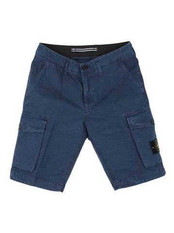 Waffen Patch Cargo Shorts Blue - STONE ISLAND - BALAAN.