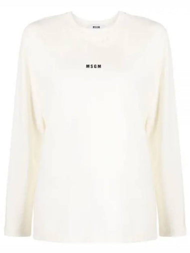 Micro Logo Print Long Sleeve T-Shirt Ivory - MSGM - BALAAN 1