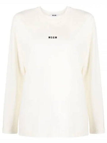 Micro Logo Print Long Sleeve T-Shirt Ivory - MSGM - BALAAN 1