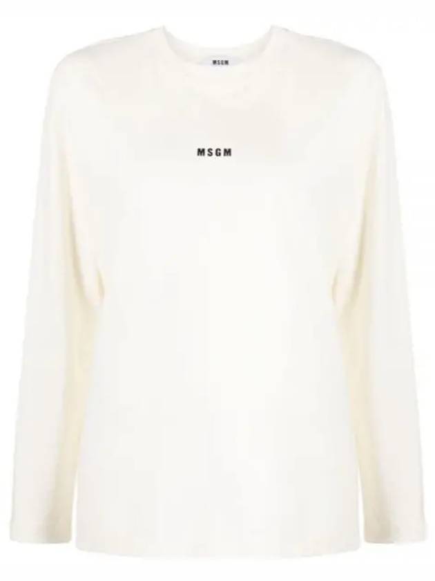 Micro Logo Print Long Sleeve T-Shirt Ivory - MSGM - BALAAN 1