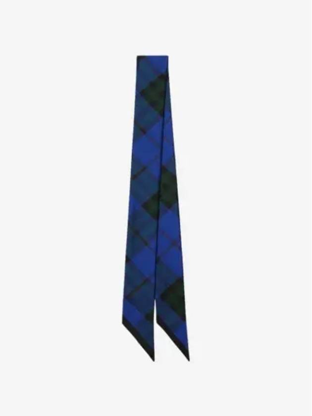 Check Silk Scarf Black Navy - BURBERRY - BALAAN 3