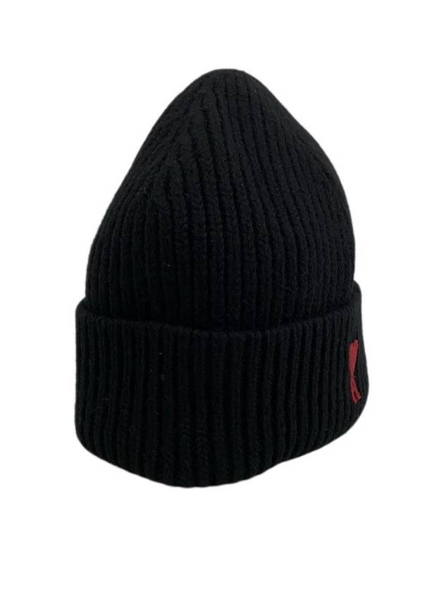 Heart Logo Wool Beanie Black - AMI - BALAAN 4