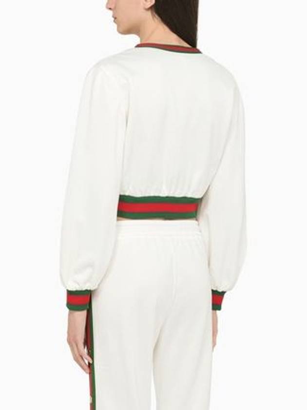 Cropped Web Jacket White - GUCCI - BALAAN 5