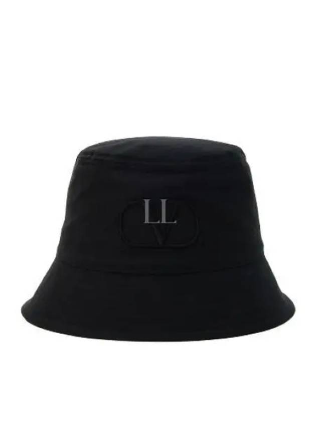 V Logo Signature Cotton Bucket Hat Black - VALENTINO - BALAAN 2