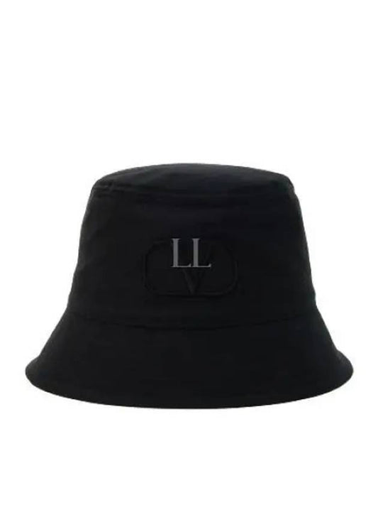 V Logo Signature Cotton Bucket Hat Black - VALENTINO - BALAAN 2