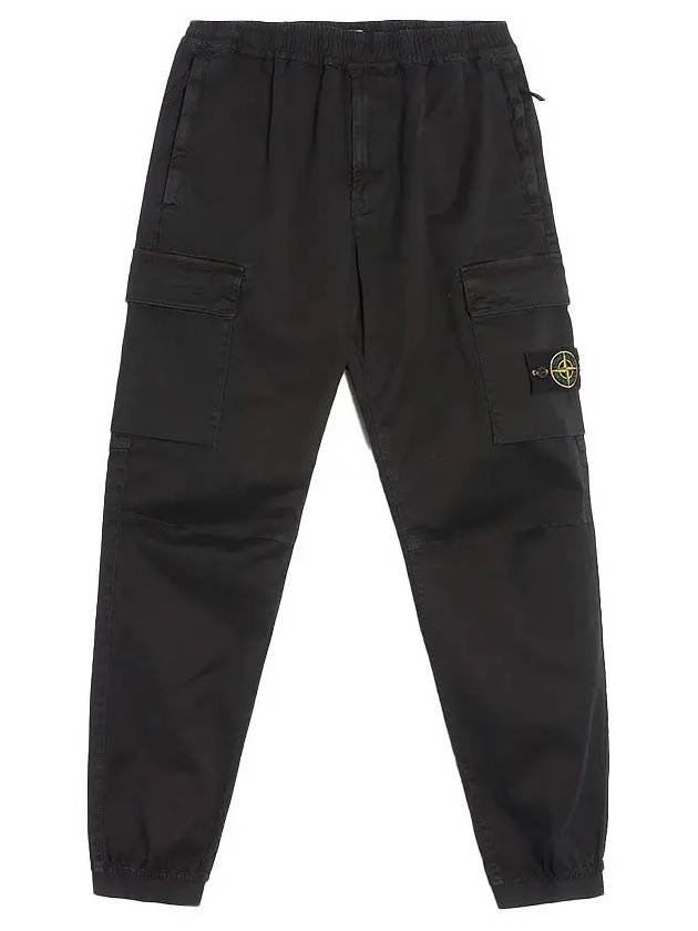 Stretch Cotton Cargo Straight Pants Black - STONE ISLAND - BALAAN 4