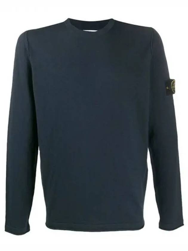 Men's Wappen Patch Round Neck Knit Top Navy - STONE ISLAND - BALAAN 2