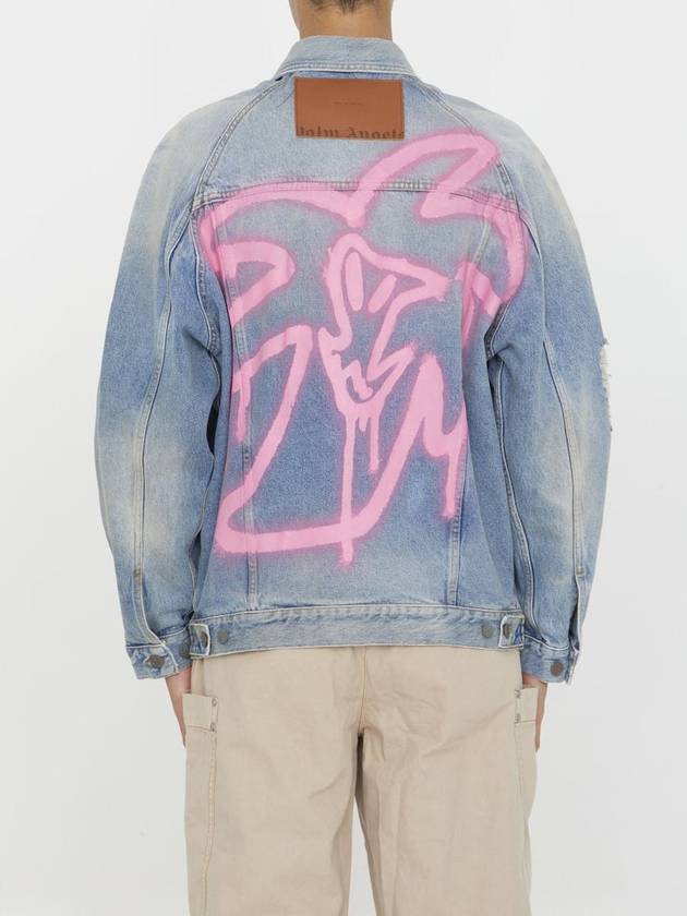 23 fw Blue Denim Graffiti Print Jacket PMYE038E23DEN0014032 B0480452867 - PALM ANGELS - BALAAN 5