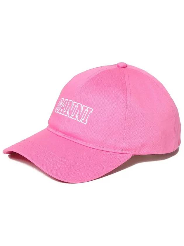 Software Heavy Embroidered Logo Cotton Ball Cap Pink - GANNI - BALAAN 2