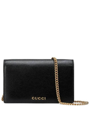 Script Leather Chain Long Wallet Black - GUCCI - BALAAN 1