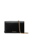 Script Leather Chain Long Wallet Black - GUCCI - BALAAN 1