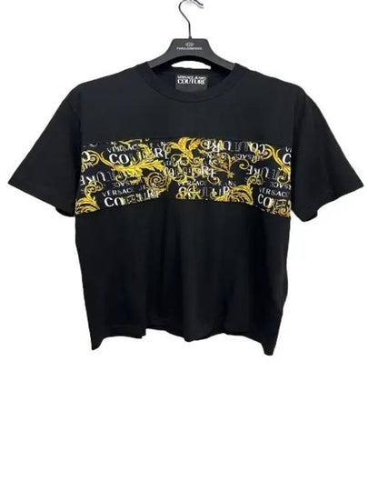 Jeans Couture Logo Print Short Sleeve T-Shirt Black - VERSACE - BALAAN 2