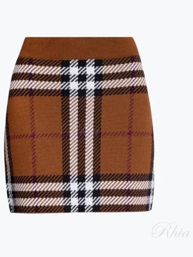 Check Jacquard Mini Pencil Skirt Brown - BURBERRY - BALAAN 2