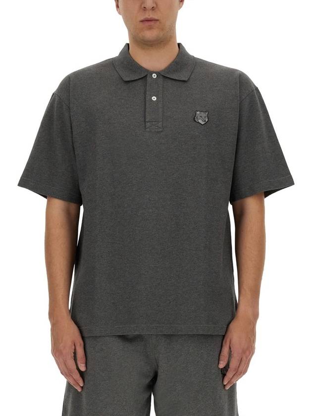 Bold Fox Head Patch Oversized Polo Shirt Grey - MAISON KITSUNE - BALAAN 4