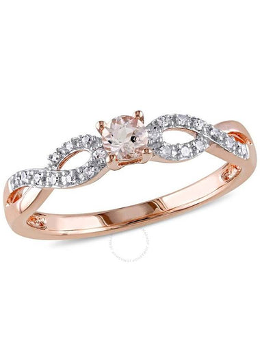 AMOUR 1/10 CT TW Diamond and Morganite Infinity Ring In Rose Plated Sterling Silver - AMOUR - BALAAN 1