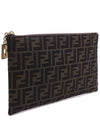 Flat Baguette Medium FF Jacquard Fabric Pouch Bag Brown - FENDI - BALAAN 4