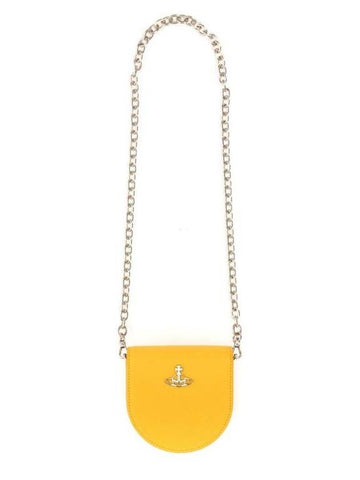 Saffiano Nano Saddle Shoulder Bag Yellow - VIVIENNE WESTWOOD - BALAAN 1