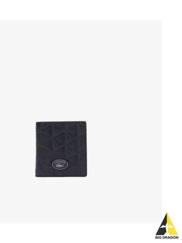 Men s Monogramme Monogram Bifold Wallet Black - LACOSTE - BALAAN 1