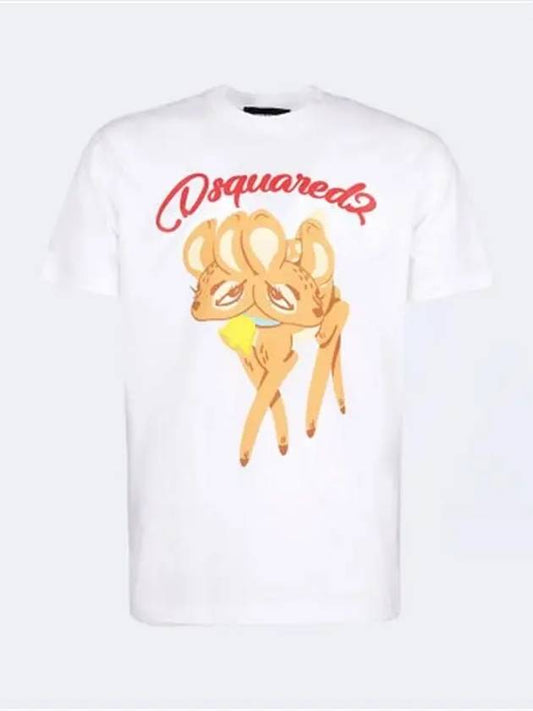 Men's Bambi Print Short Sleeve T-Shirt White - DSQUARED2 - BALAAN 2