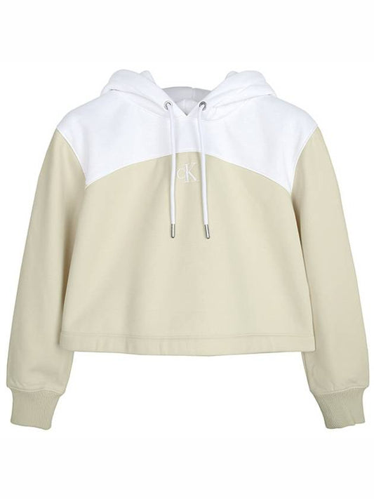 Eggshell CK Logo Hooded Sweatshirt J20J221336 ACF - CALVIN KLEIN - BALAAN 1