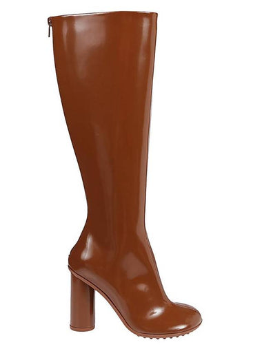 Women's Atomic Leather Knee High Long Boots Brown - BOTTEGA VENETA - BALAAN 1