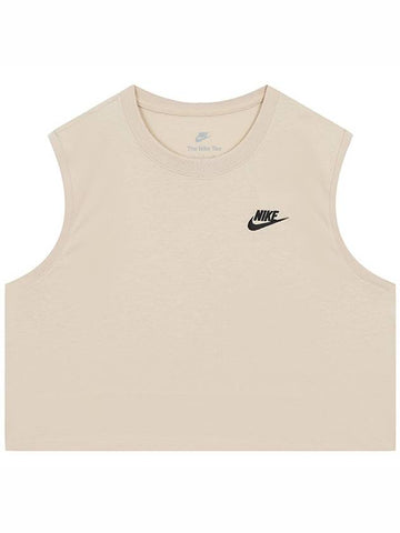 Sportswear Club Crop Sleeveless Beige - NIKE - BALAAN 1