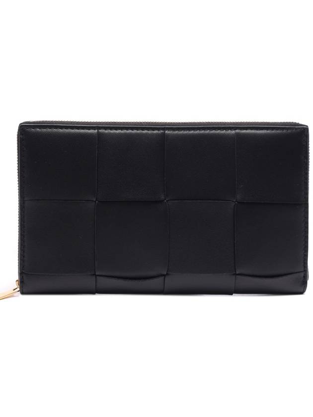 Intrecciato Zipper Around Long Wallet Black - BOTTEGA VENETA - BALAAN 3