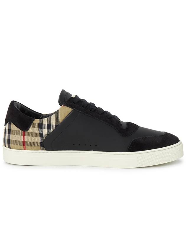 Checked Leather Suede Low Top Sneakers Black - BURBERRY - BALAAN 5