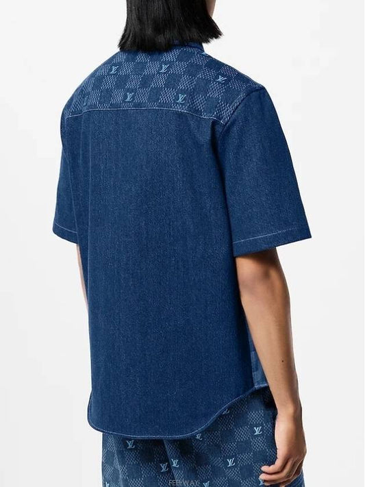 1AFVQG printed short sleeved denim shirt - LOUIS VUITTON - BALAAN 2