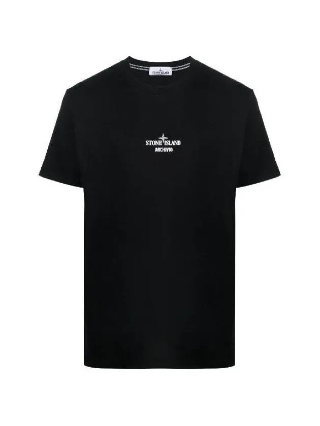 Archivio Project Lino Watro Cotton Jersey Short Sleeve T-Shirt Black - STONE ISLAND - BALAAN 3