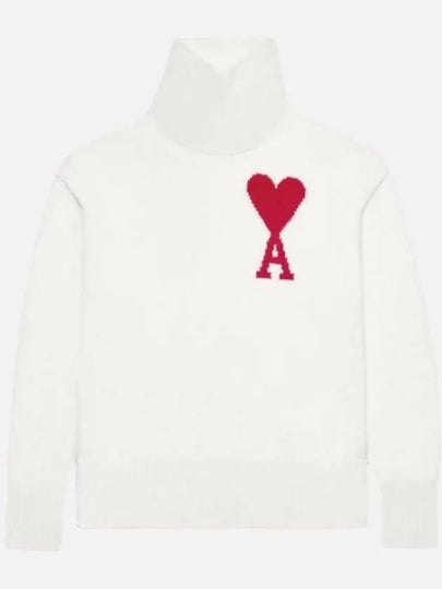 Intarsia Heart Logo Turtleneck White - AMI - BALAAN 2