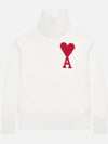 Intarsia Heart Logo Turtleneck White - AMI - BALAAN 4