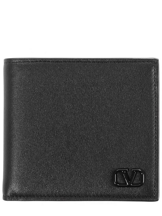 Men's V Logo Signature Half Wallet Black - VALENTINO - BALAAN 2