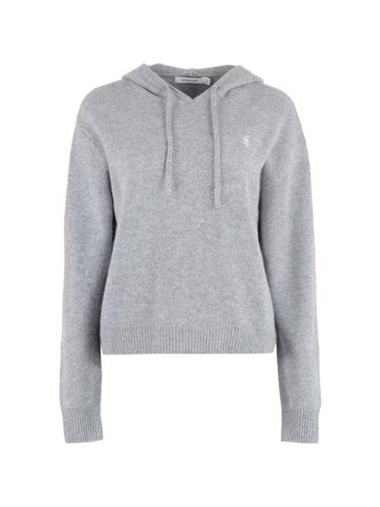 Embroidered Logo Cashmere Hoodie Grey - SPORTY & RICH - BALAAN 1