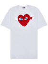 Play Men's Double Blue Eyes Heart Red Wappen Short Sleeve T-Shirt White - COMME DES GARCONS - BALAAN 2