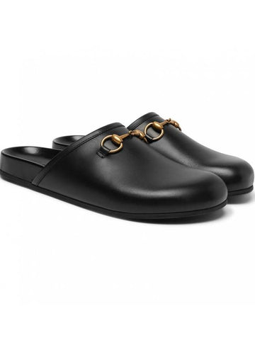 Horsebit Leather Slippers Black 449922 DS900 1000 - GUCCI - BALAAN 1