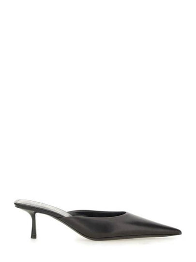 Women's Barbara Smooth Leather Mules Black - SAINT LAURENT - BALAAN 2