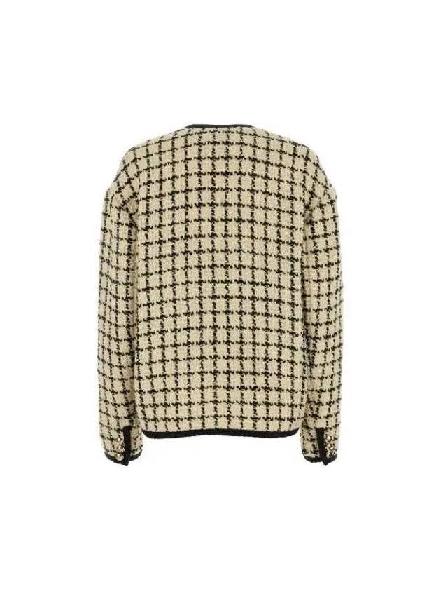 Single Breasted Check Lame Jacket Ivory - MIU MIU - BALAAN 3