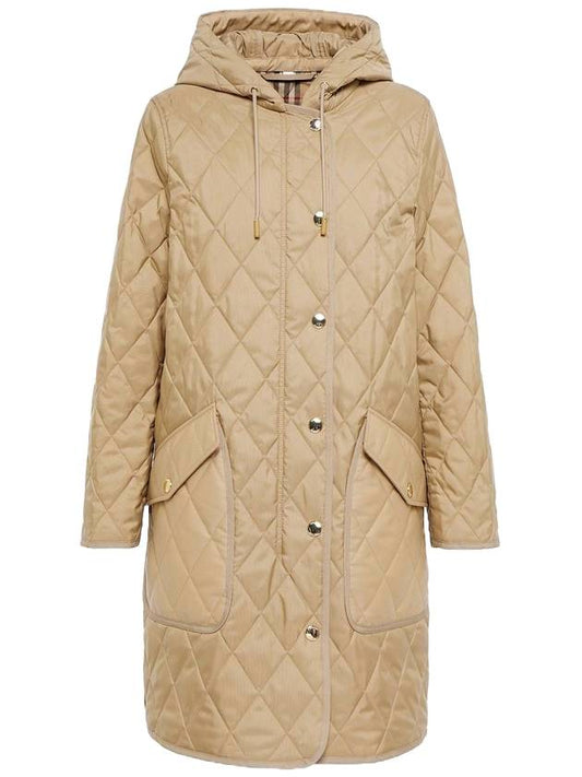 Diamond Quilted Hoodie Padding Archive Beige - BURBERRY - BALAAN 1