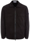 Zipper Regular Fit Cotton Overshirt Jacket Black - STONE ISLAND - BALAAN 3