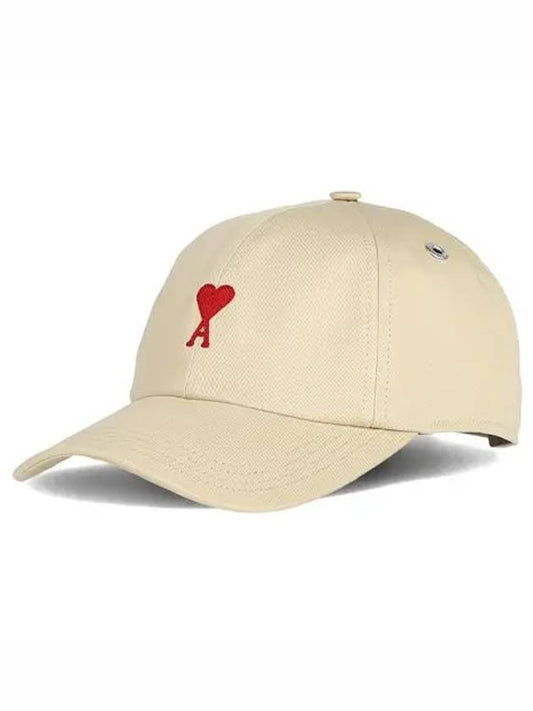 Embroidered Logo Cotton Ball Cap Beige - AMI - BALAAN 2