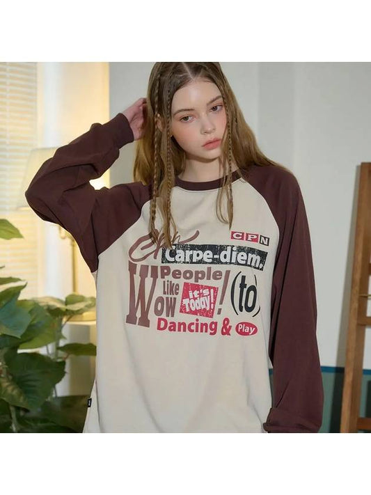 Carpe Diem Raglan Long Sleeve T Shirt Beige Brown - CPGN STUDIO - BALAAN 2